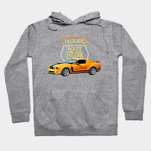 2007 Boss Mustang in our route 66 series on back Hoodie by Permages LLC